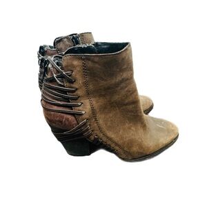 Dolce Vita Brown Ankle Booties with Lace Accents